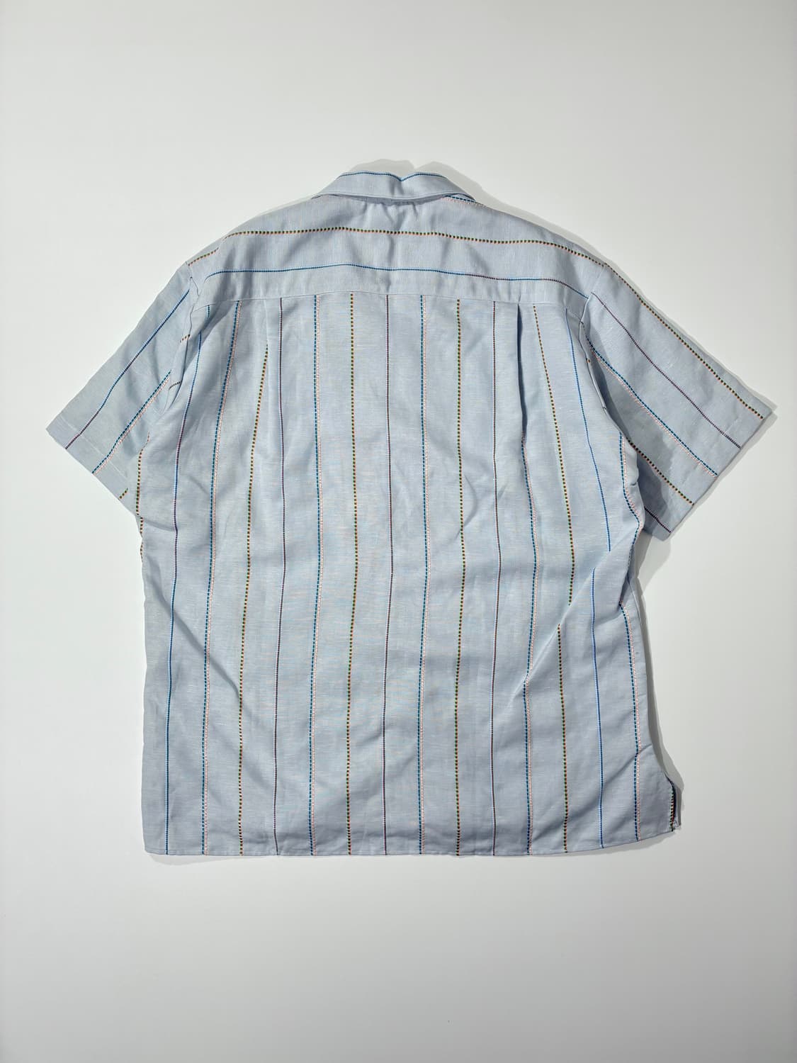 짓먼 빈티지 텐셀/린넨 우븐 스트라이프 캠프 셔츠 블루 L사이즈 상품이미지3