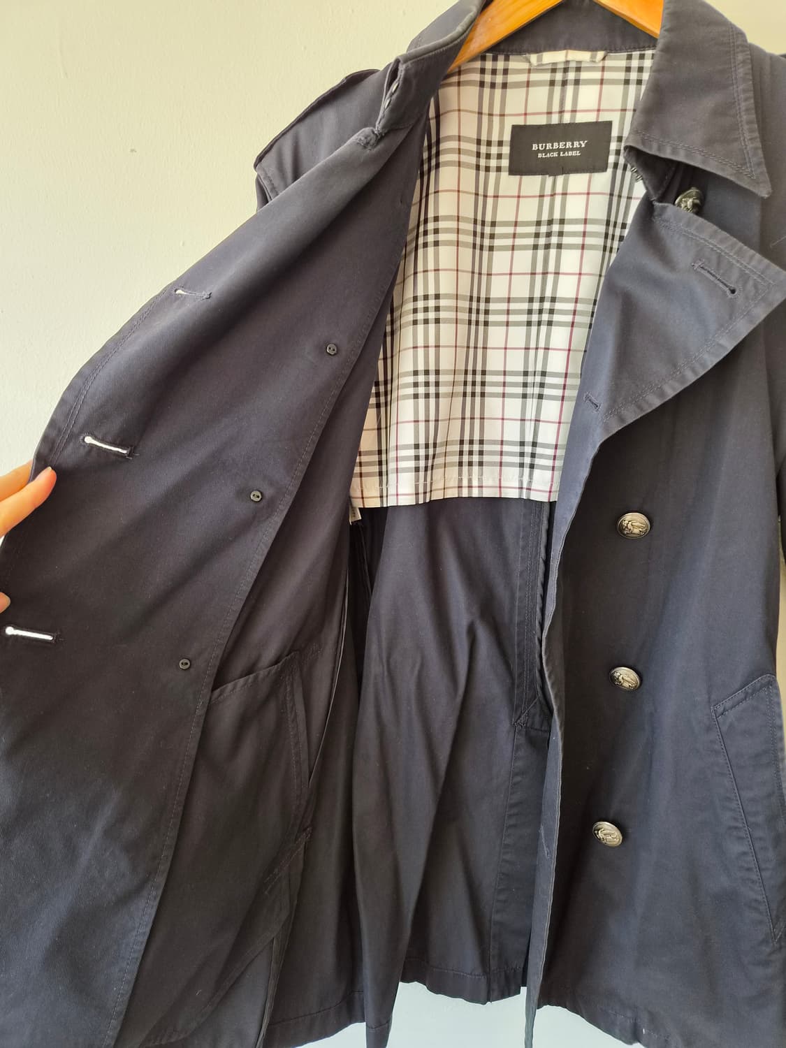 버버리 블랙 라벨 여성 네이비 더블 브레스티드 트렌치 코트 L사이즈 상품이미지5