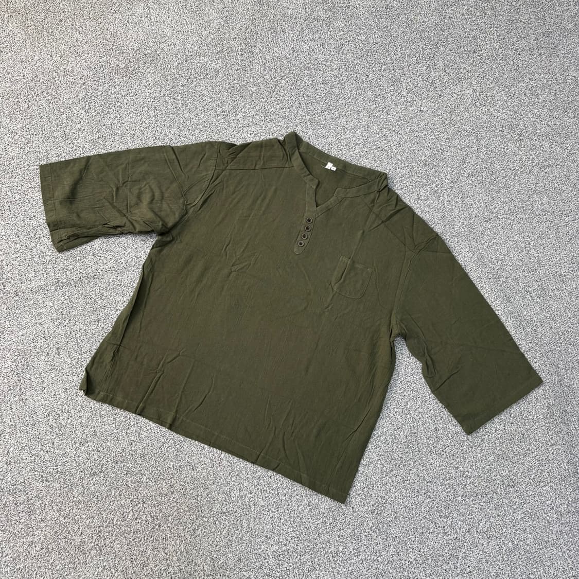 실측 남성 헨리넥 린넨 7부 셔츠 0416J 상품이미지1