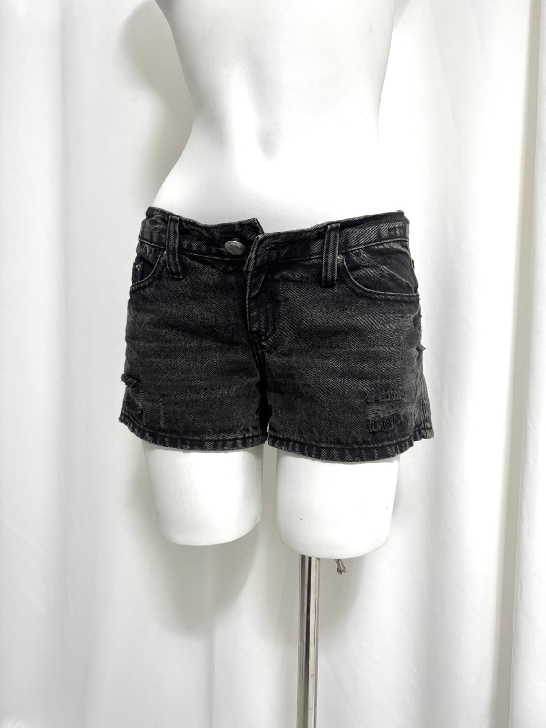 Black washed denim shorts 상품이미지4