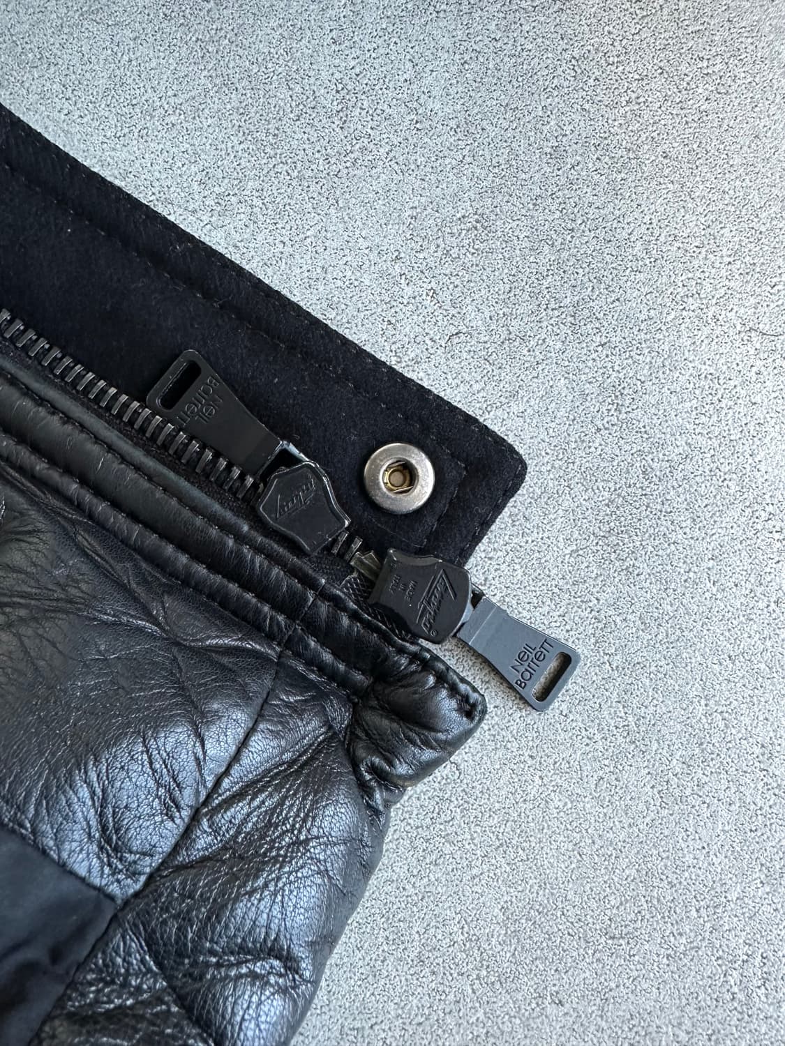 닐바렛 하이넥 버클 램스킨 레더 패딩 봄버 상품이미지10