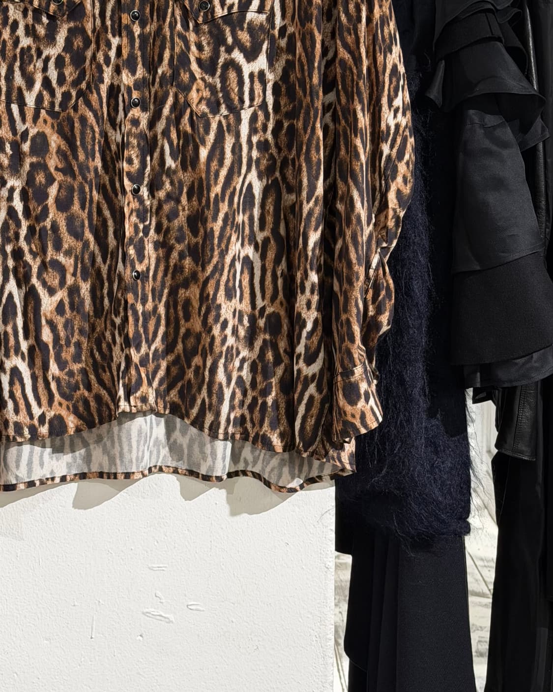 r13 레오파드 프린트 실크 오버사이즈 카우보이 셔츠 상품이미지6