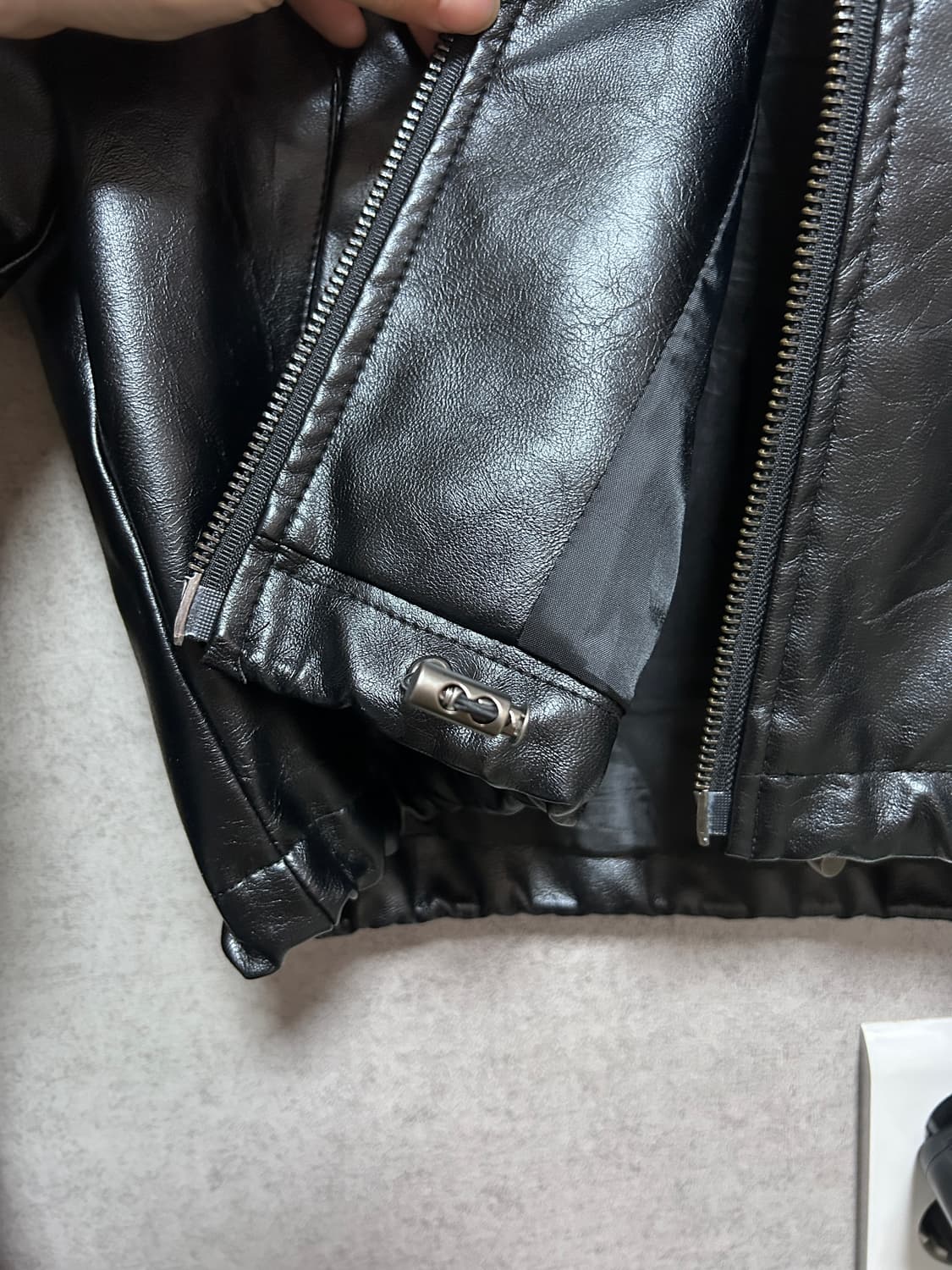 블랙 스탠드 헨리넥 래더 자켓 상품이미지7