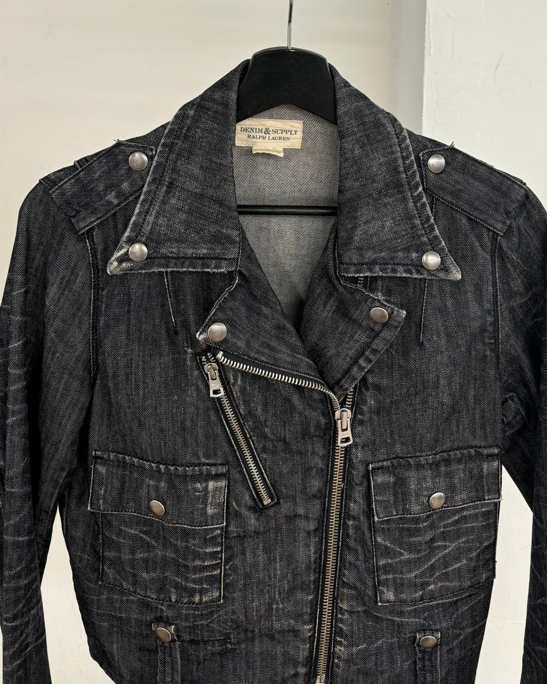 데님앤서플라이 랄프로렌 블랙 데님 바이커 자켓 상품이미지2