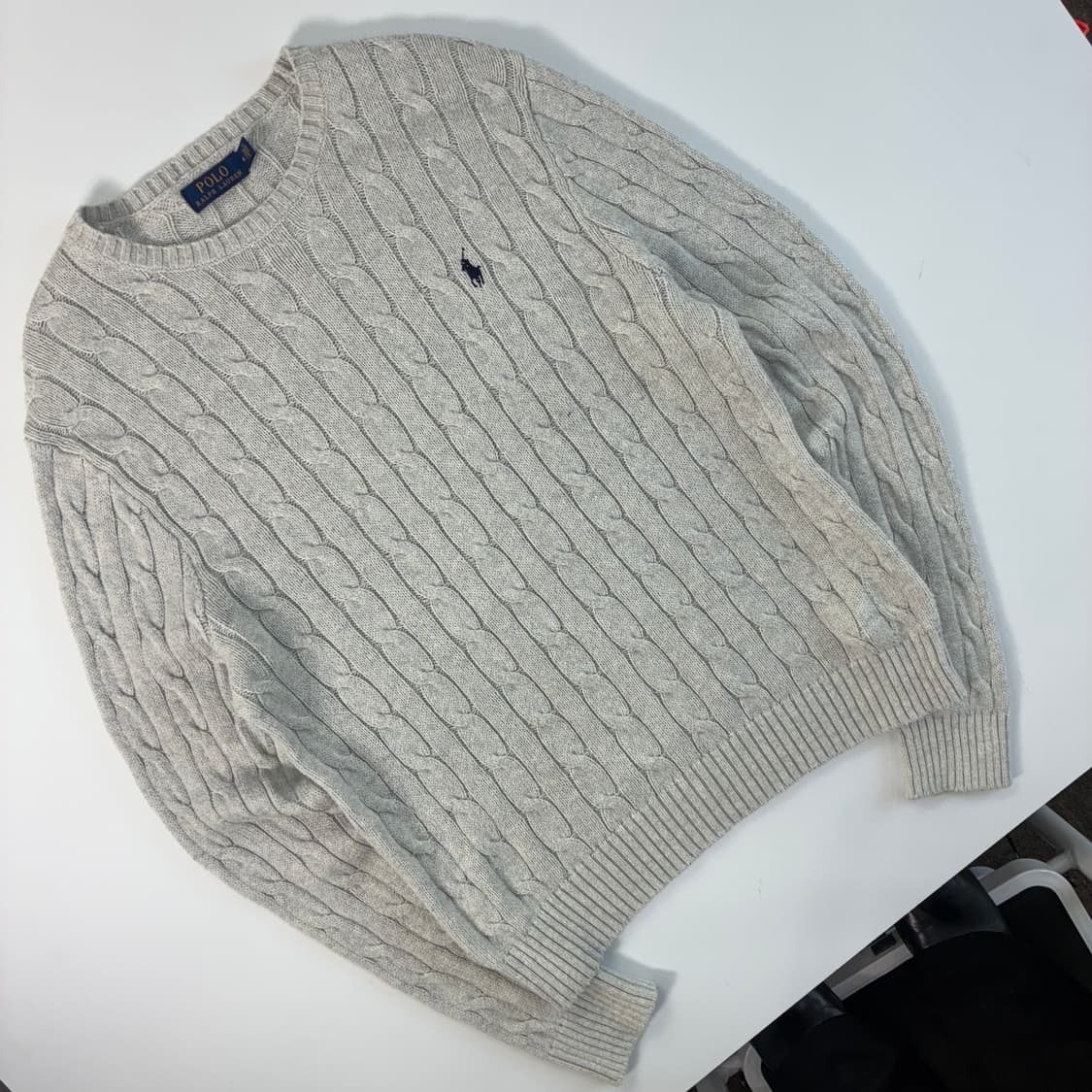Polo  폴로 랄프로렌 자수 코튼 그레이 꽈배기 니트  상품이미지2