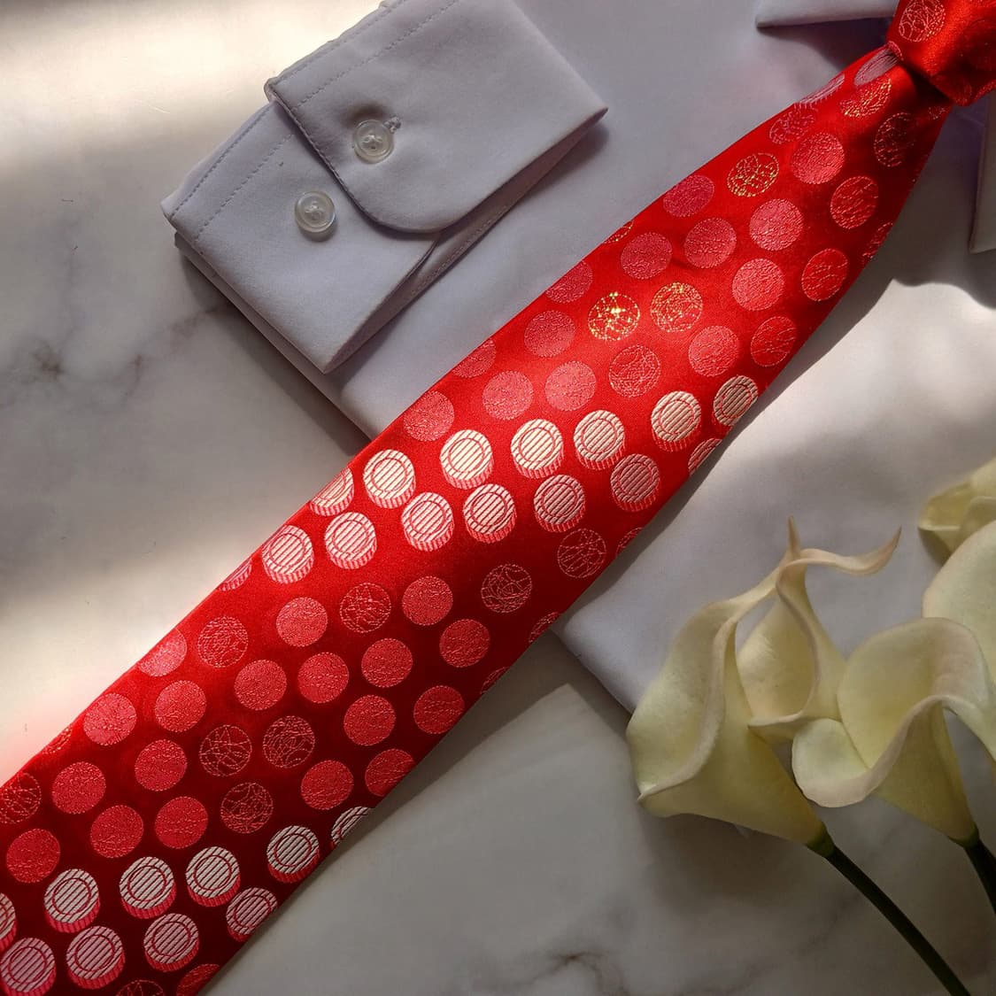 밀라숀 실크 레드 자카드 패턴 넥타이 9cm S~A+등급 E812
 상품이미지6