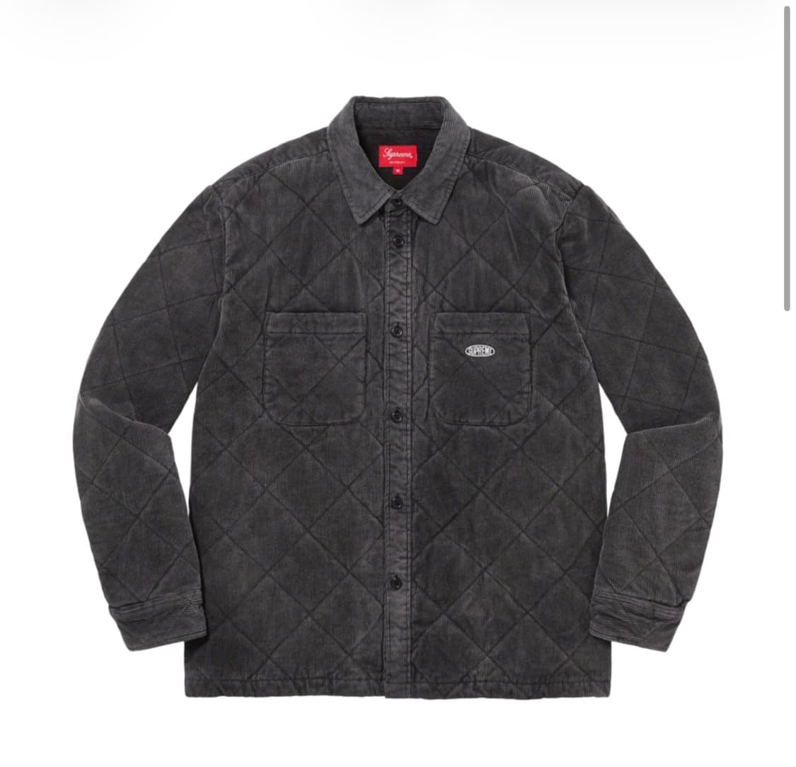 [S]슈프림 퀼티드 코듀로이 셔츠 블랙 상품이미지1