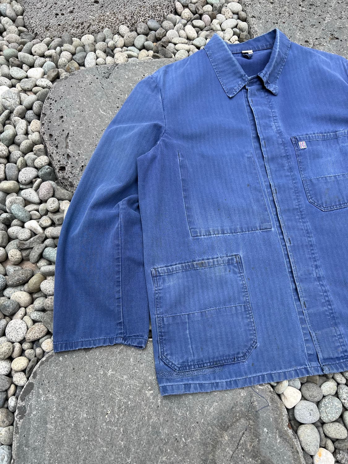 FADED WASHING BLUE "HBT" 헤링본트윌코튼 프렌치워크자켓 상품이미지4
