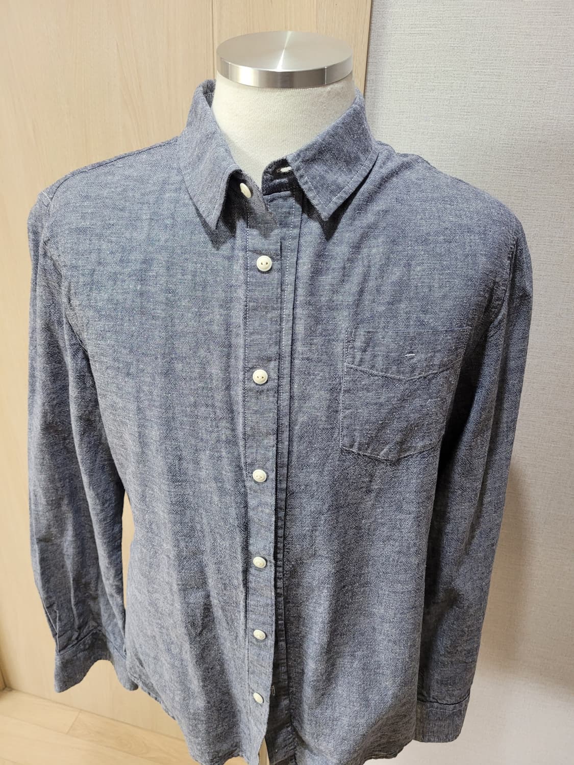 UGIZ 남자 마혼방 셔츠 100 라이트네이비 상품이미지2