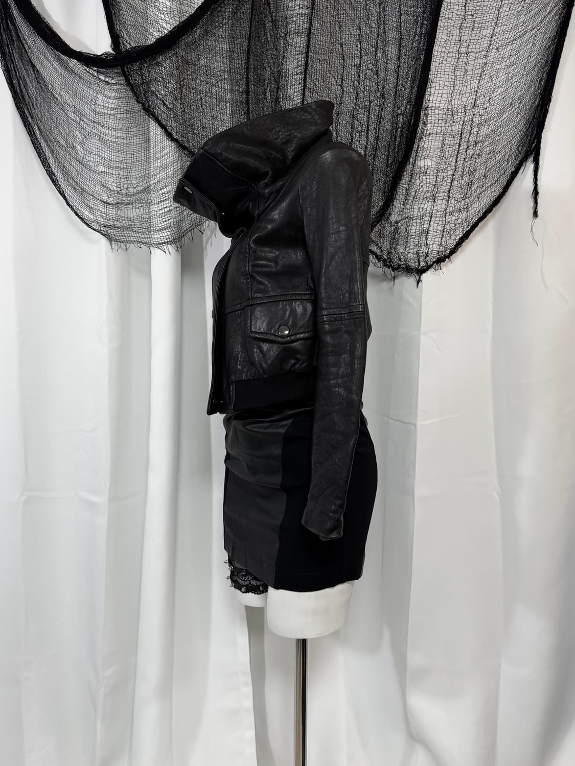 leather high neck jacket 상품이미지5