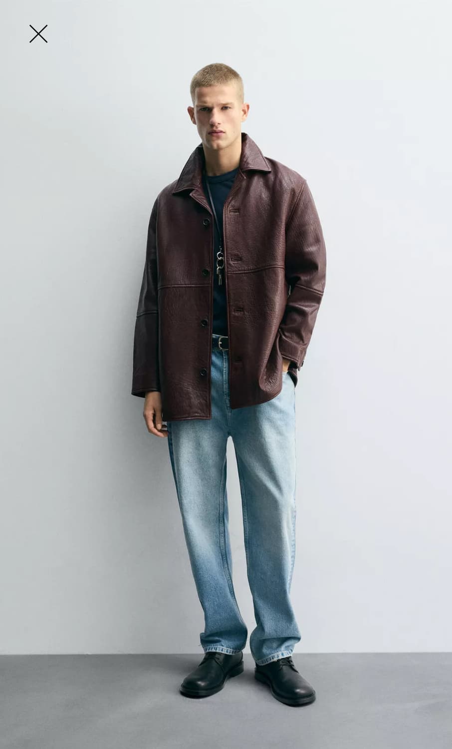 [L] 램스킨 텍스처 레더코트 상품이미지4