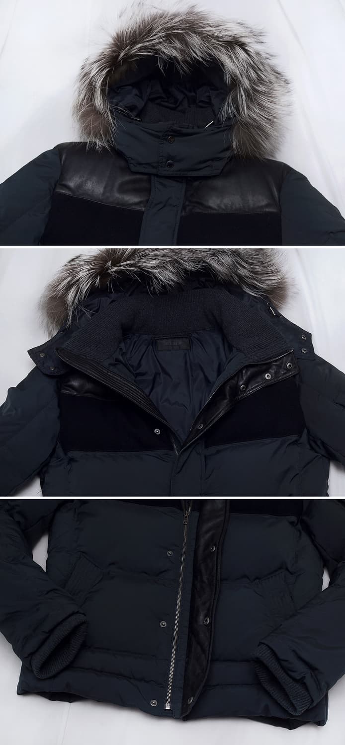 타임옴므 양가죽 울캐시미어 폭스퍼 구스다운 숏패딩 (100) 상품이미지4