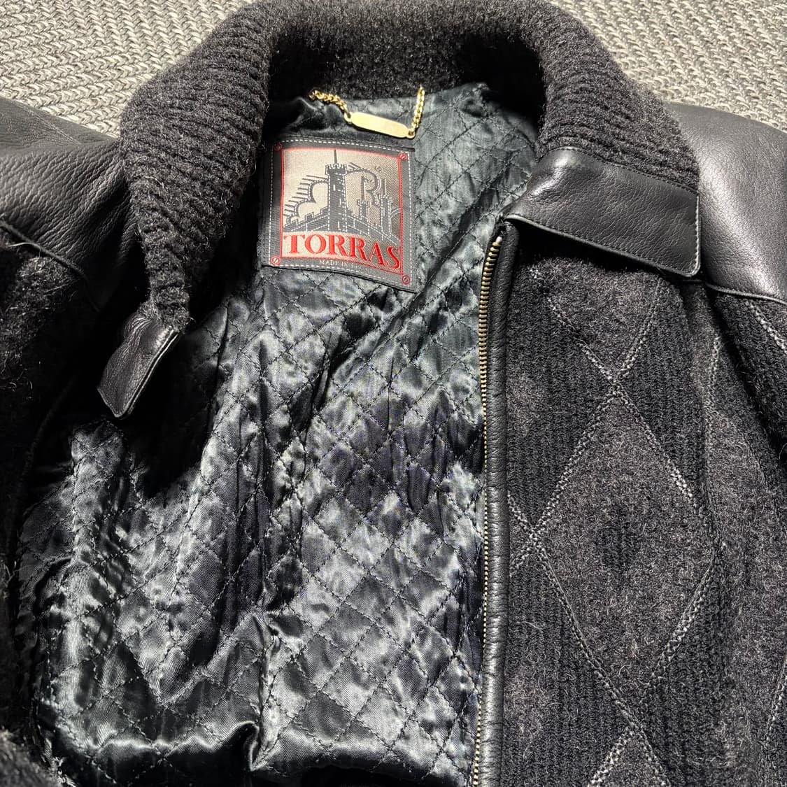 토라스 램스킨 니트 레이어드 다이아몬드 스웨이드 양가죽자켓 상품이미지6