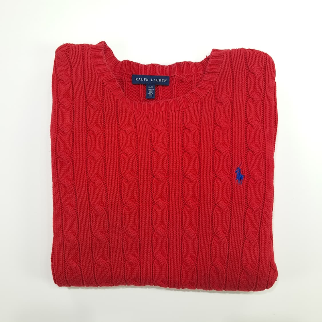 CN745W M 폴로 랄프로렌 레드 라운드 케이블 긴팔 니트 스웨터 상품이미지8