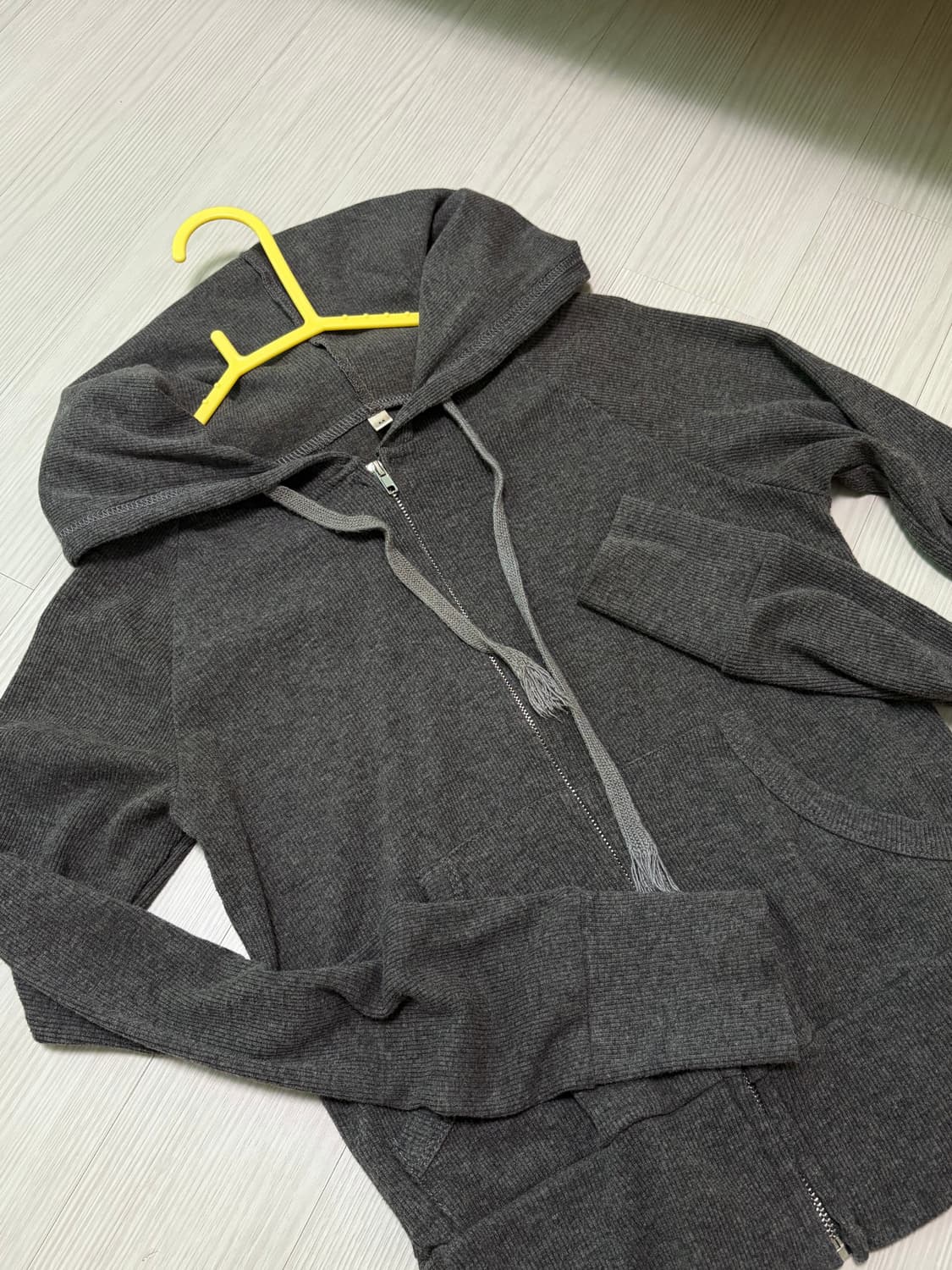 빈티지맛 차콜 딱붙 후드집업 상품이미지2