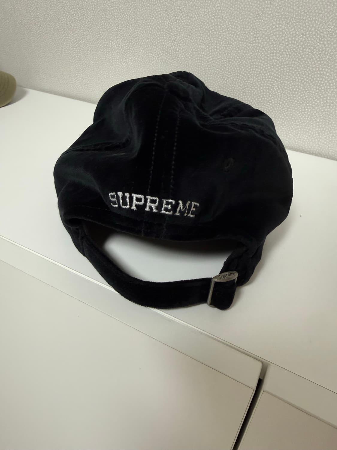 슈프림 벨벳 6패널 S로고 캡 블랙 상품이미지2