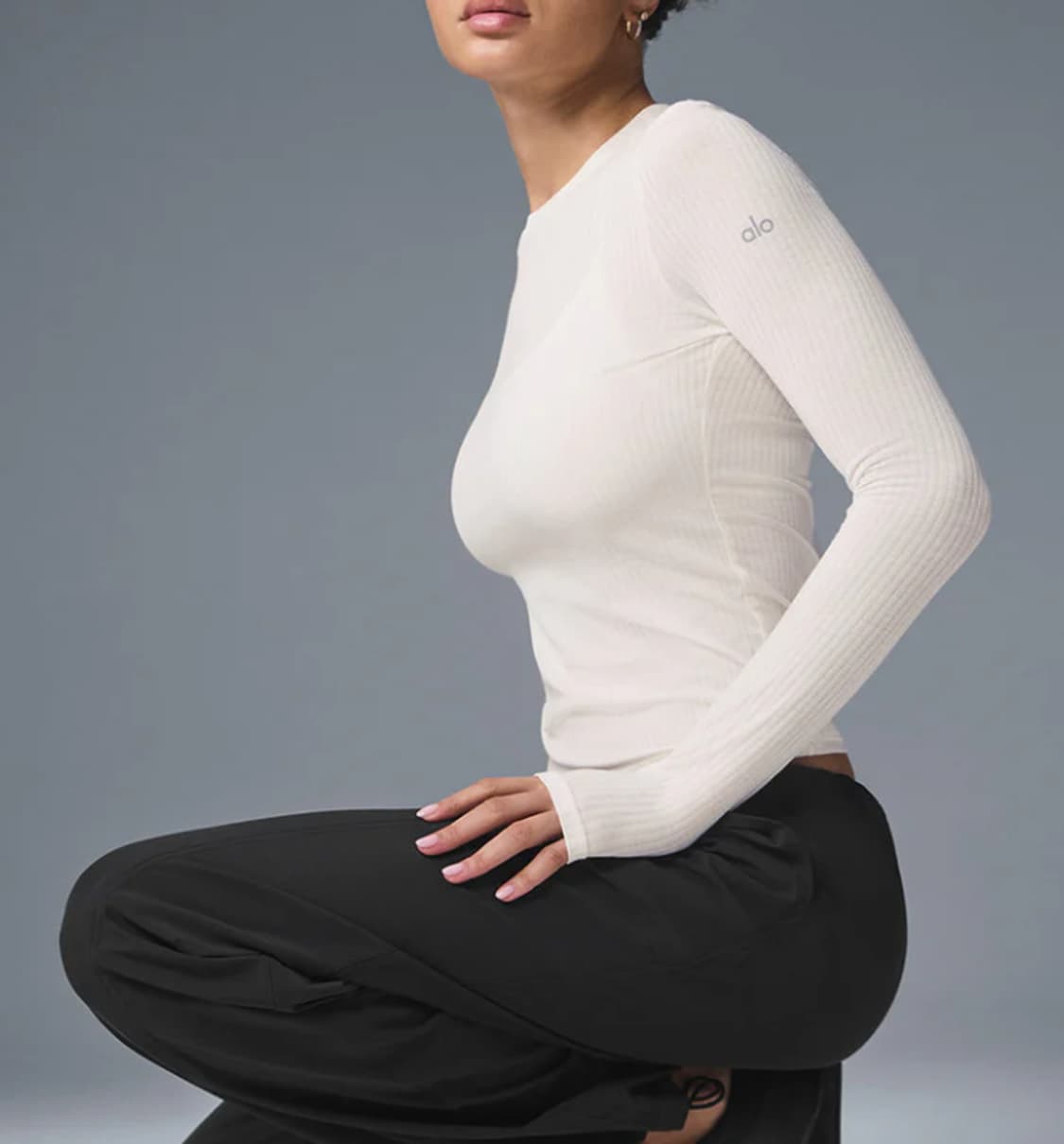 (새상품) 알로 요가 립드 긴팔 아이보리 M(국내66) 상품이미지3