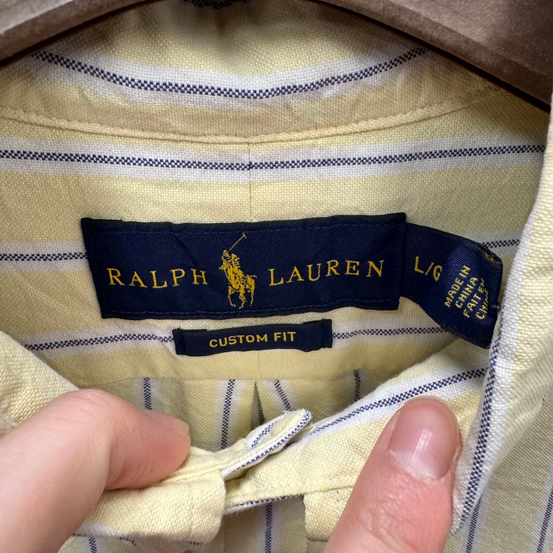 폴로 랄프로렌 스트라이프 긴팔 셔츠 네이비 포니 로고 포인트 옐로 상품이미지6