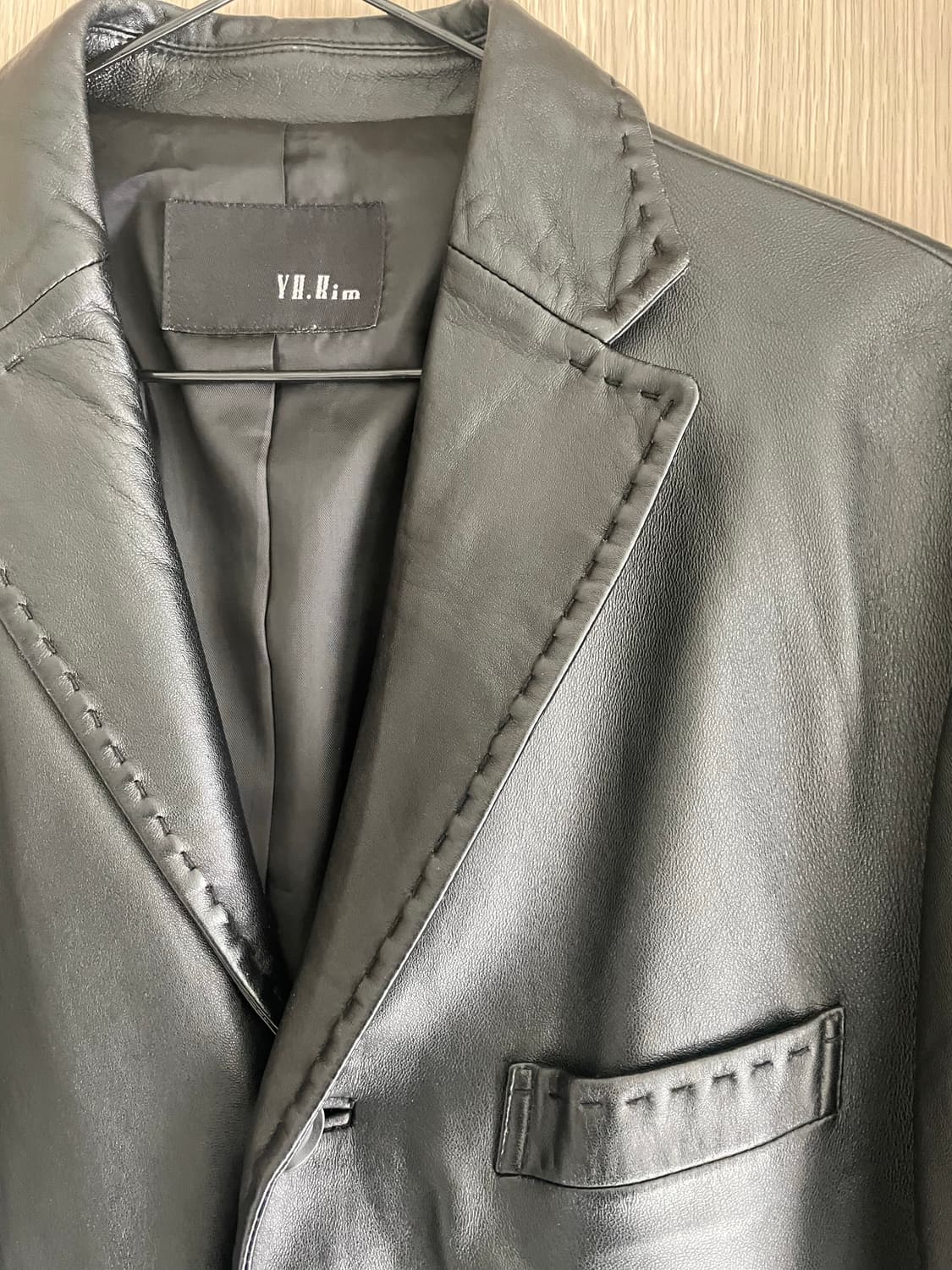 Y.H Kim 양가죽 스티치 레더 블레이저 상품이미지2