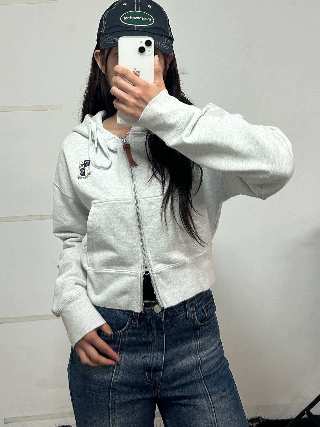 마리떼 프랑소와 저버 엠블럼 로고 크롭 후드집업 헤더그레이 상품이미지2