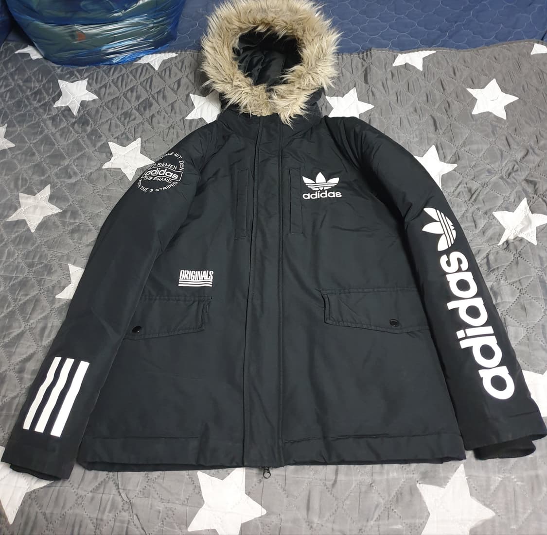 아디다스 파이어버드 빅로고 덕다운 개파카 블랙 (L) 상품이미지1