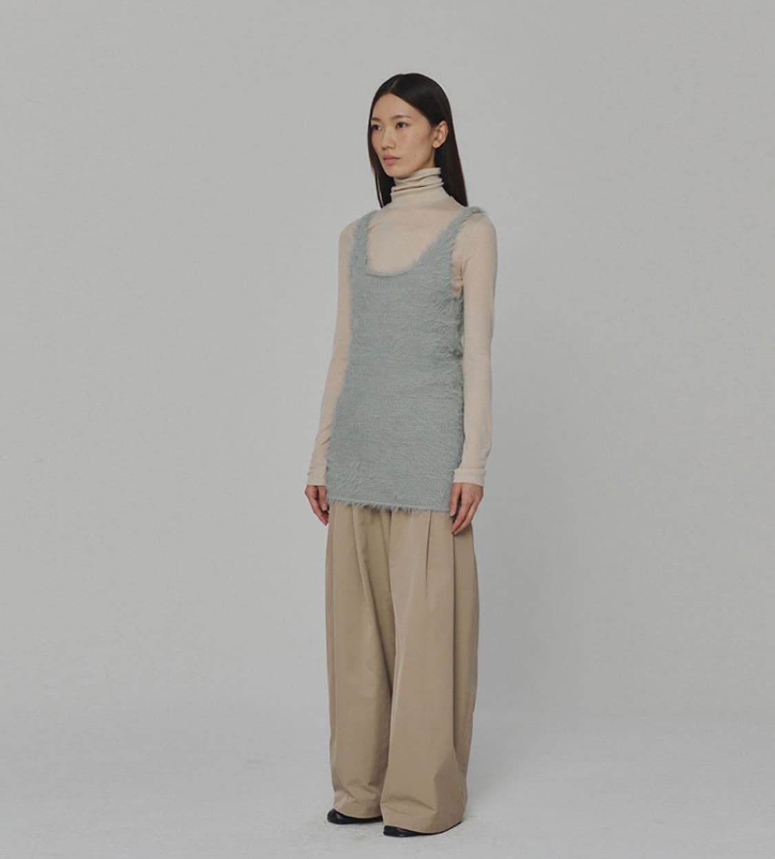 택o 아모멘토 shaggy knit dress 라이트민트 상품이미지3