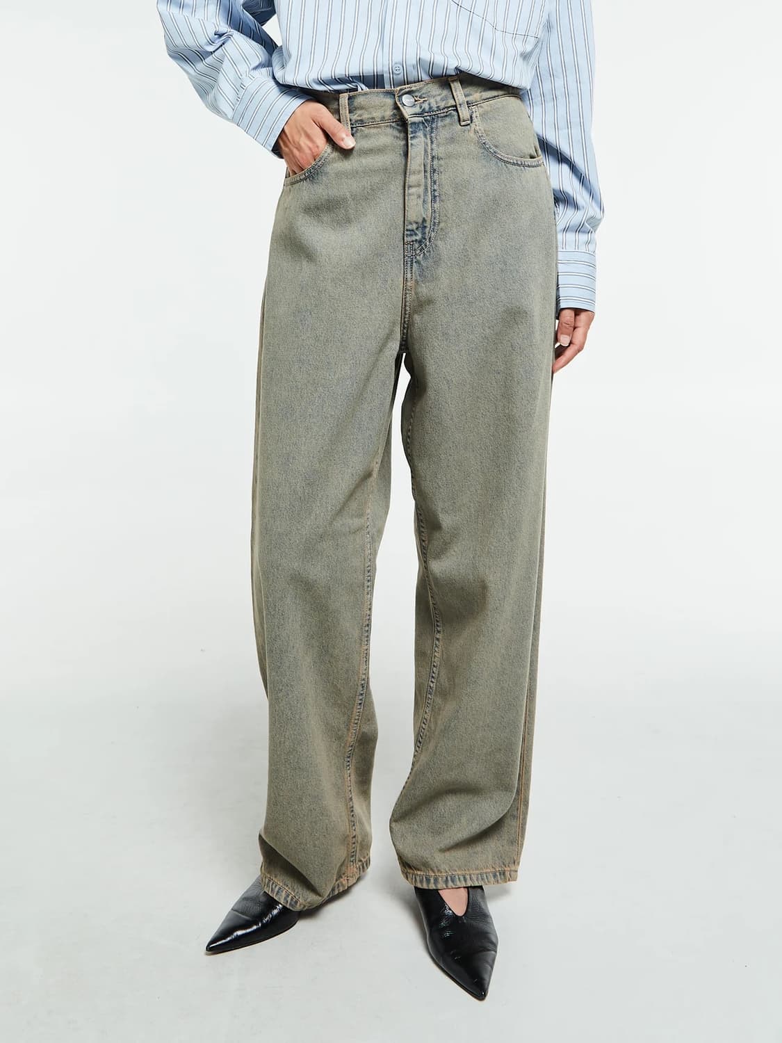 S25 칼하트 W 브랜든 스미스타운 블루 레더 가먼트 다이드 /사이즈 S 상품이미지1