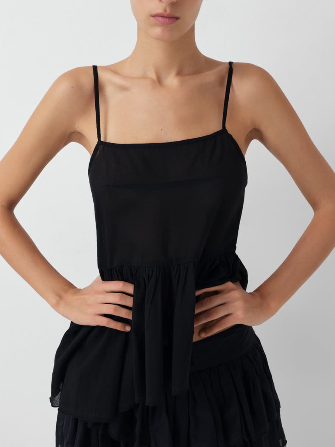 [S]기마구아스 Joan 프릴 탑/블랙 상품이미지3