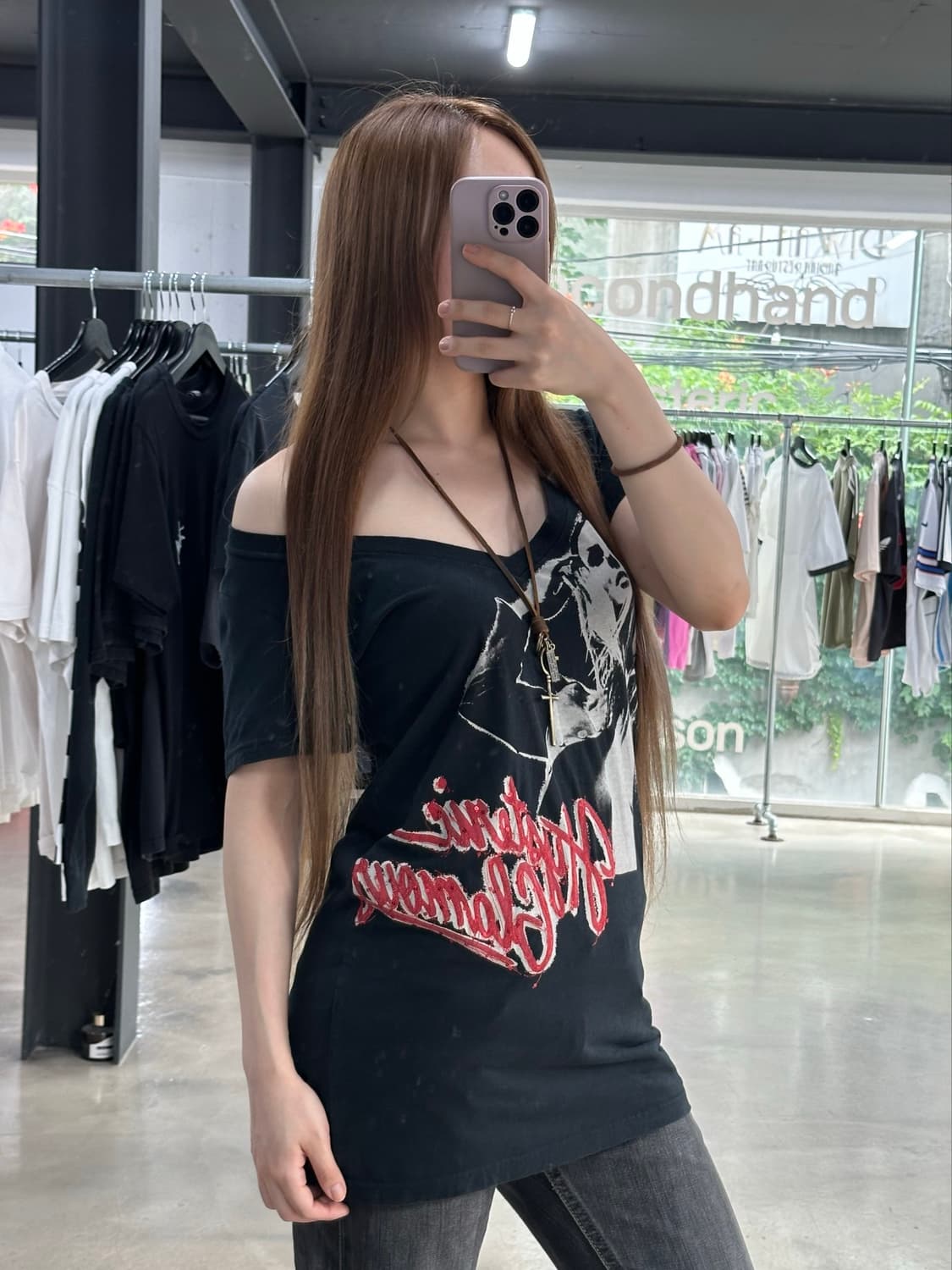 히스테릭글래머 히스걸 글리터스펠아웃 브이넥 원피스 반팔 상품이미지3