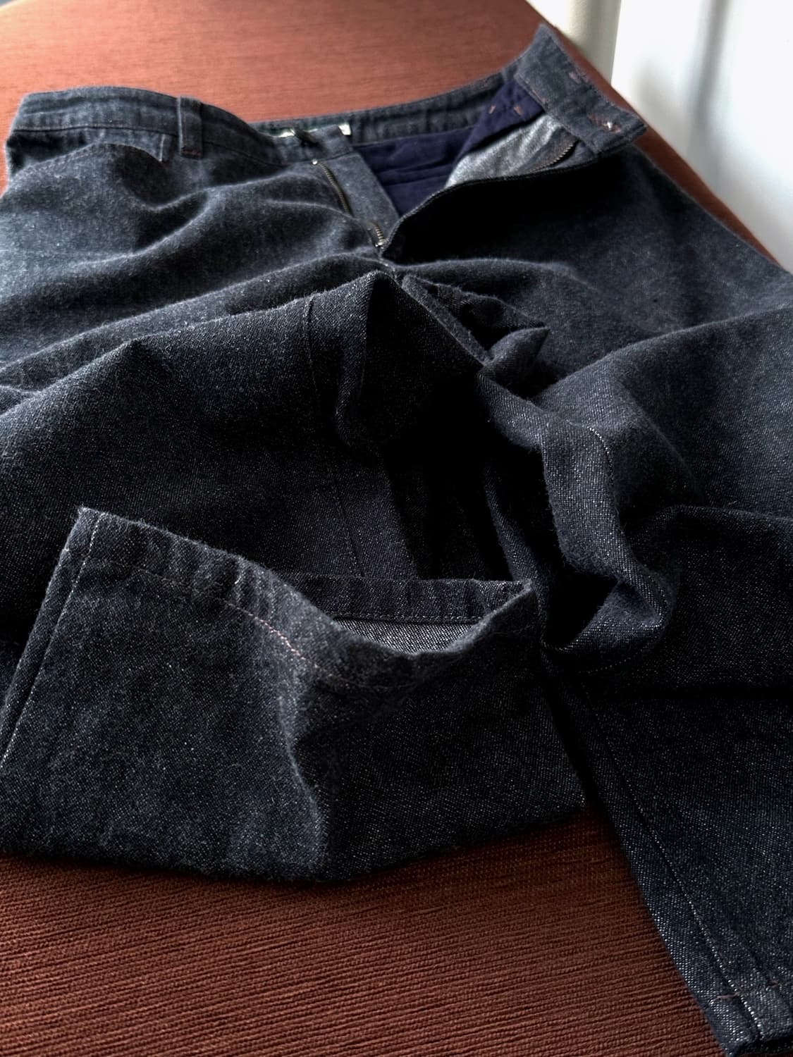 Brushed cotton denim straight pants 상품이미지4