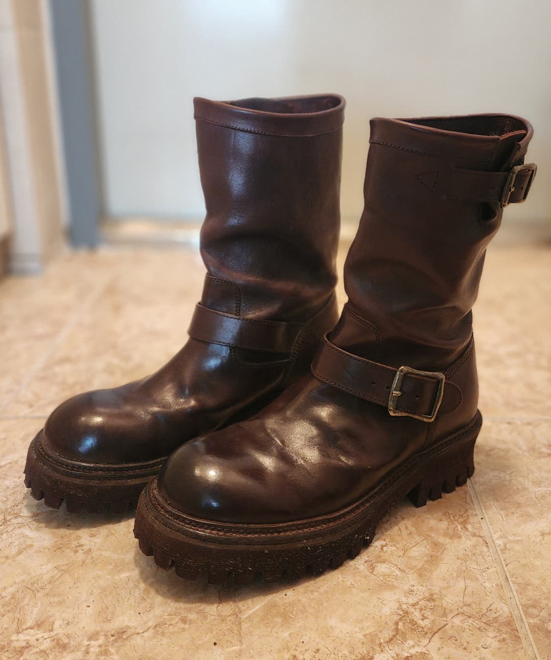 야세 6.5cm 페더 코만도솔 홀스하이드 엔지니어부츠 브라운 상품이미지2