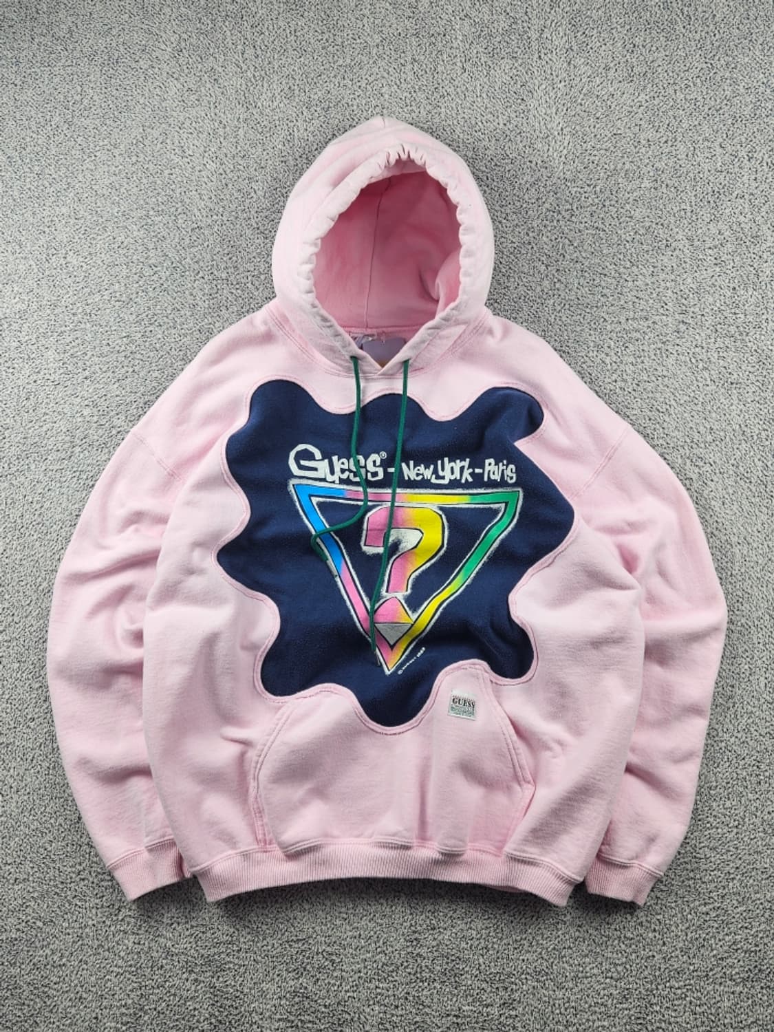 80's GUESS 아플리케 커스텀 스웻 후드 티셔츠 ( L )/9353 상품이미지1