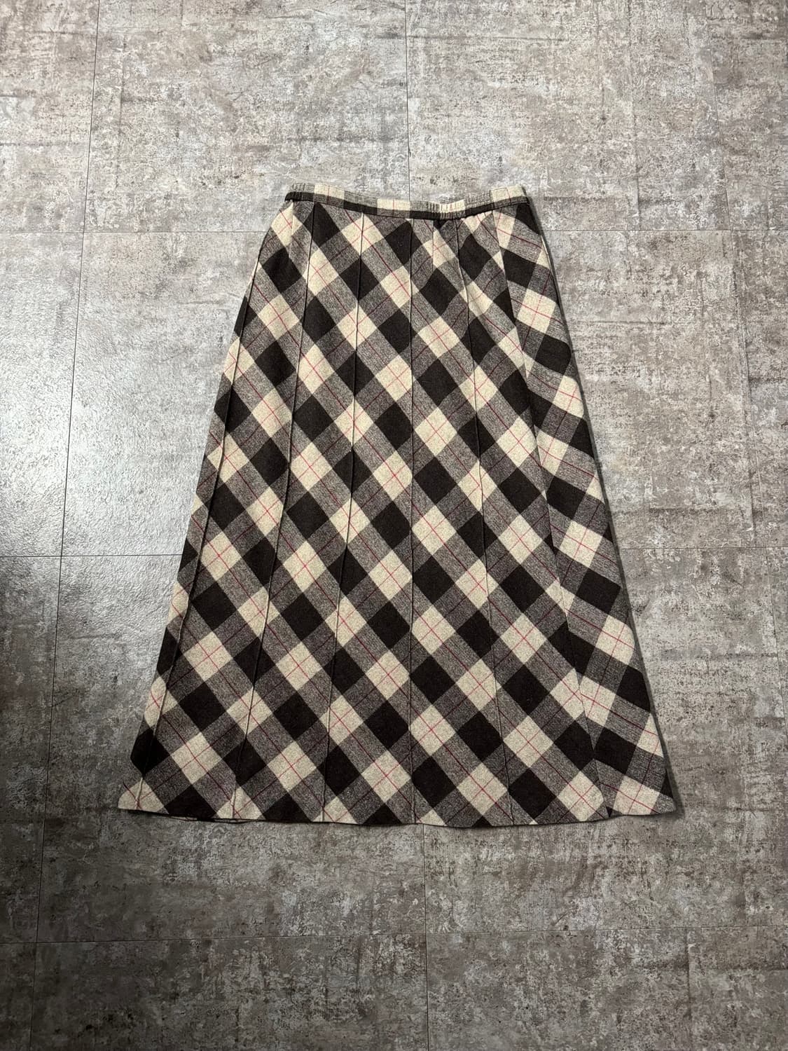 울 체크 패턴 롱 스커트 상품이미지10