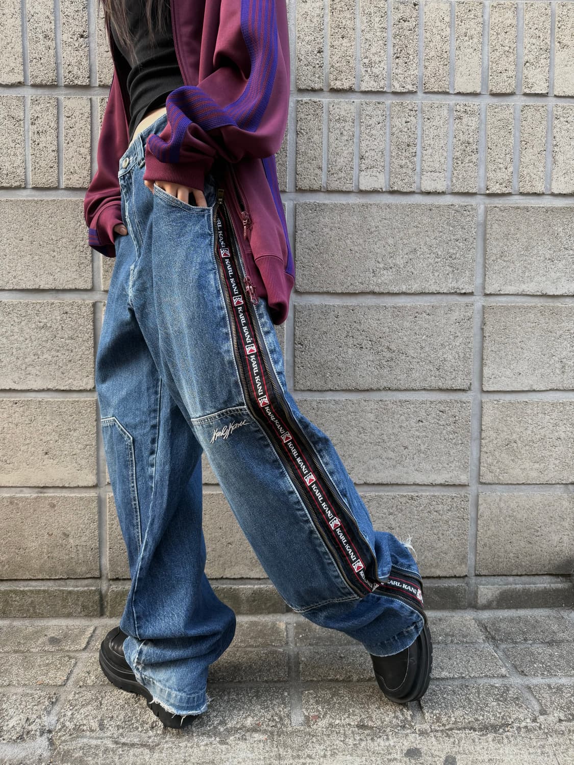 칼카니 사이드 지퍼 디테일 와이드 데님 팬츠 상품이미지9