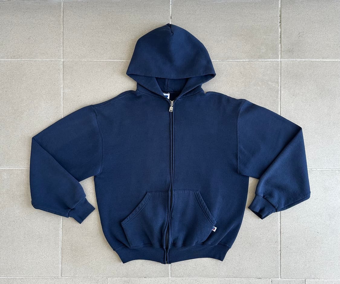 90s 빈티지 러셀 후드집업 네이비 M 상품이미지1