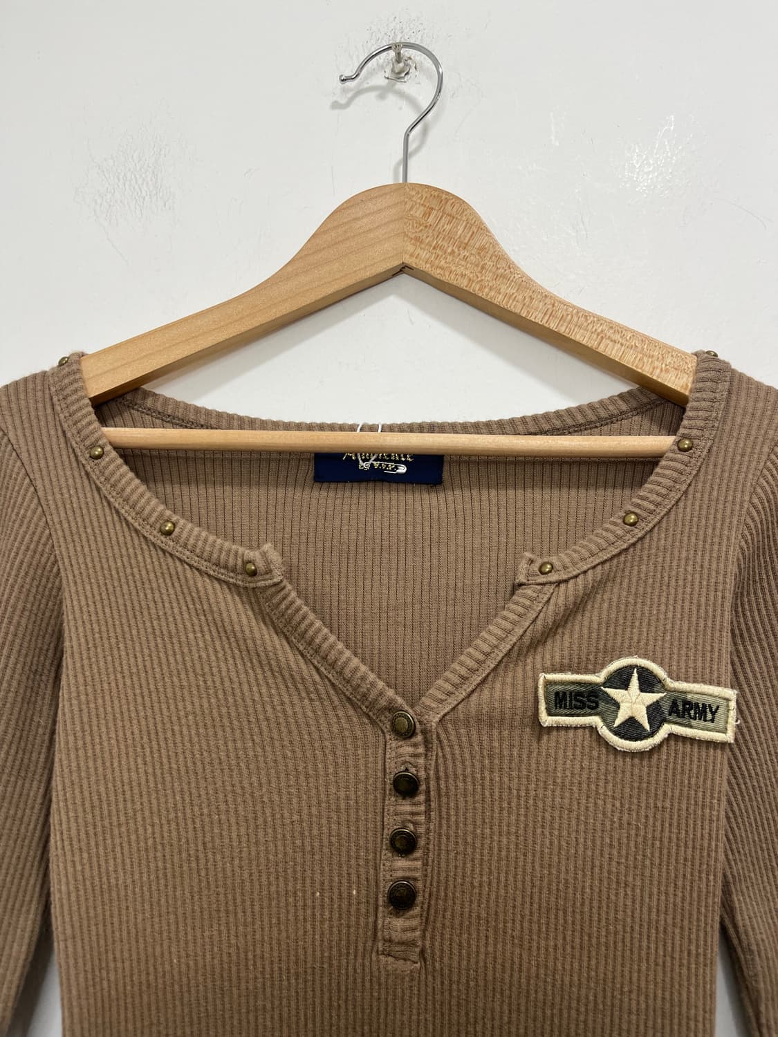 일본빈티지 락펑크 밀리터리 스터드 골지 롱슬리브 티셔츠  상품이미지3