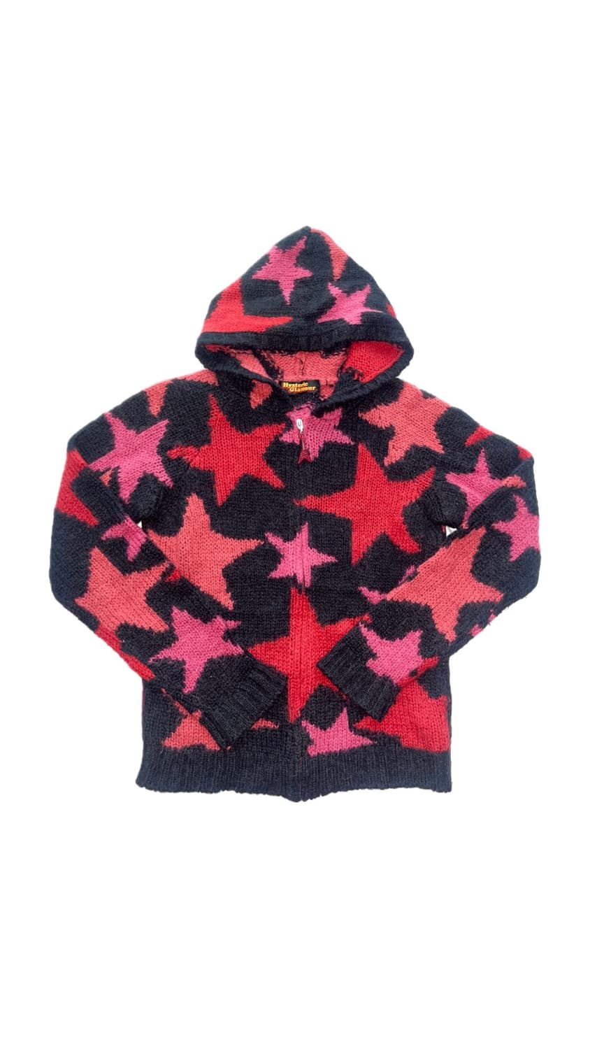 히스테릭 글래머 아카이브 별 스타 패턴 기타 참 니트 후드집업 자켓 상품이미지1