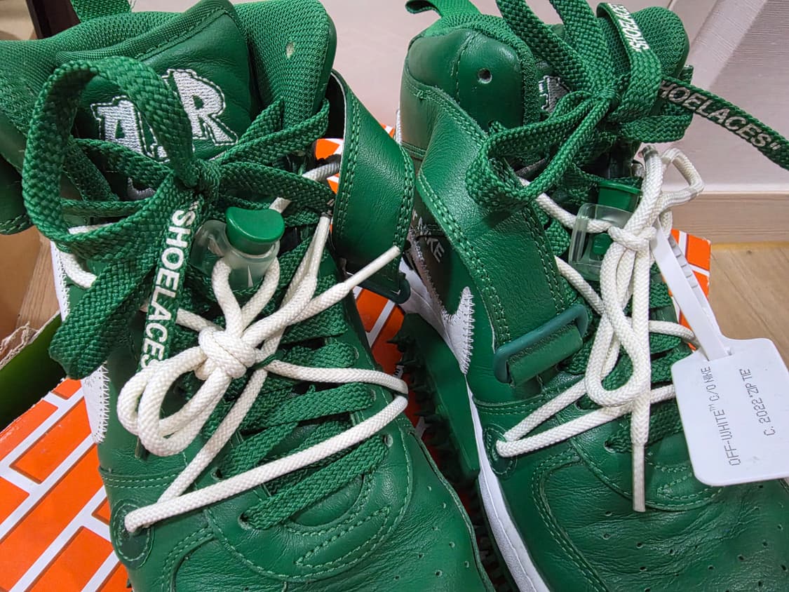 나이키 X 오프화이트 에어포스1 미드 SP 레더 파인 그린 285 상품이미지3