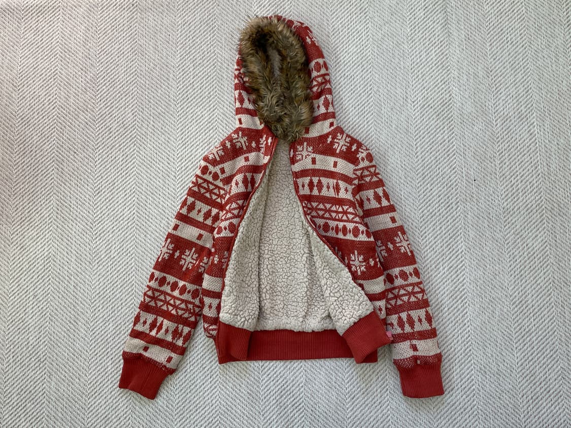 빈티지 노르딕 코위찬 퍼트리밍 후드집업  J04150 상품이미지7