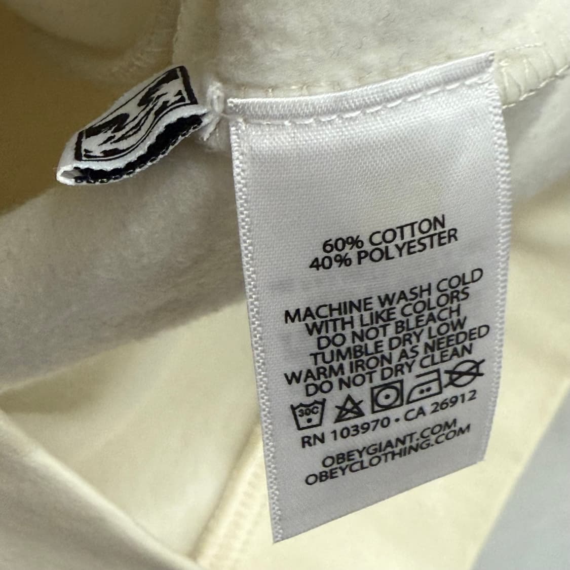 오베이 OBEY 아이보리 후드티 L 상품이미지3
