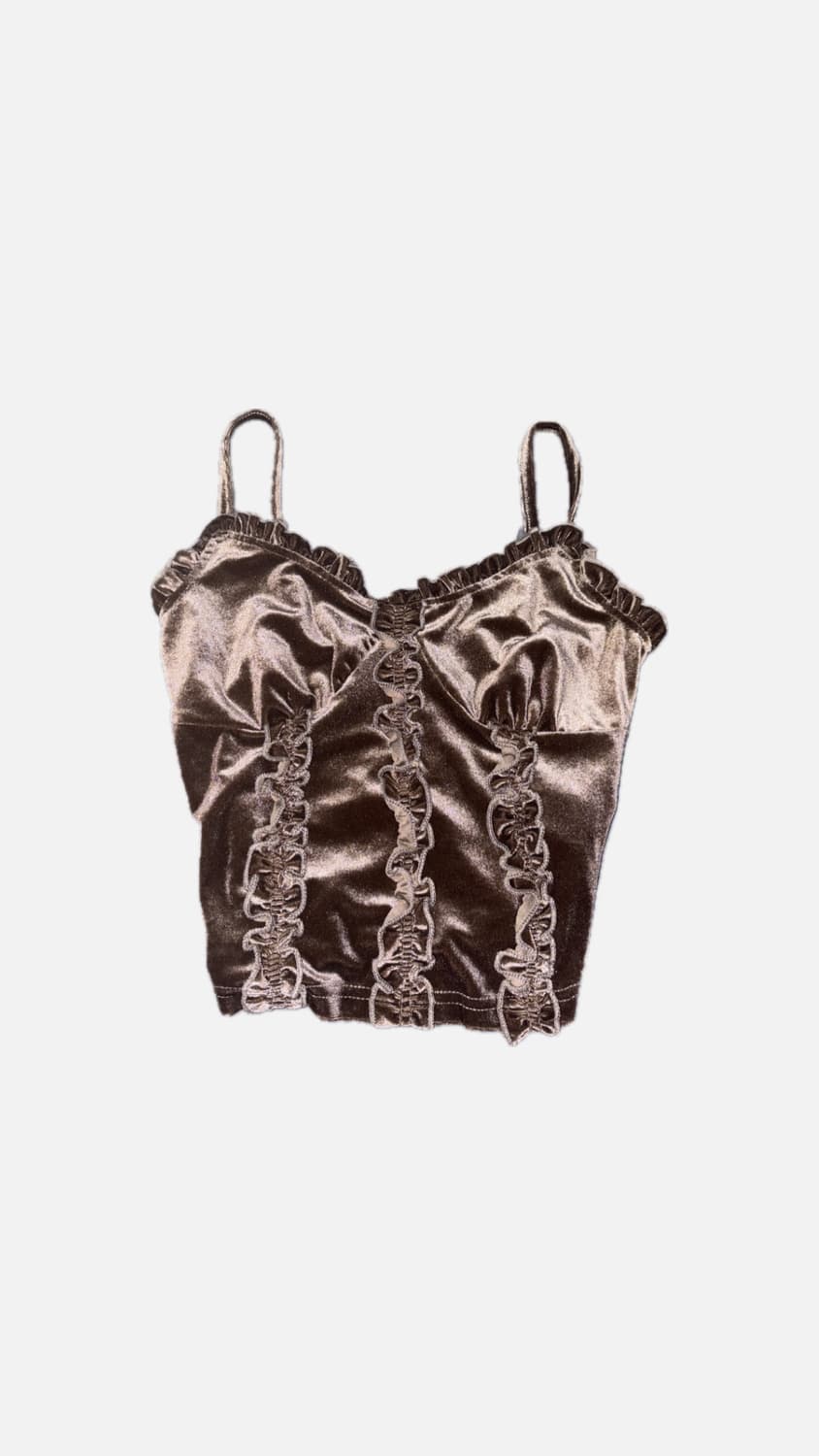 brown velvet frill sleeveless 상품이미지1