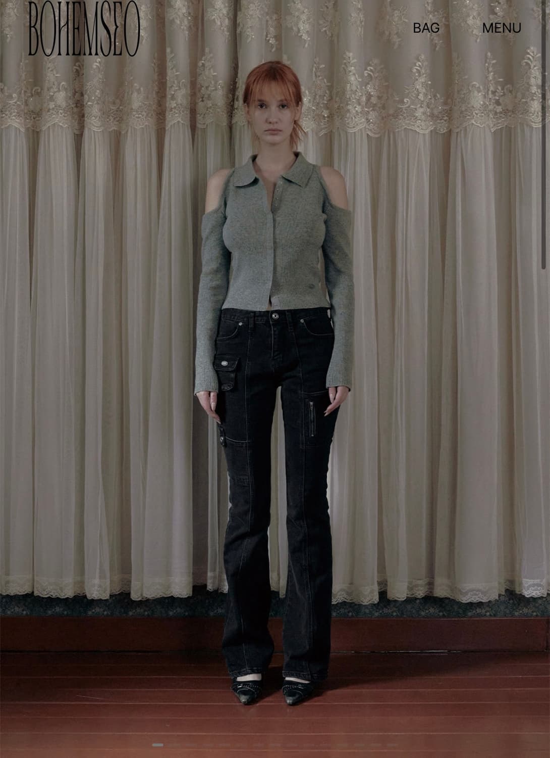 보헤미안서울 SIDE POCKET BOOTCUT JEANS 딥그레이 상품이미지2