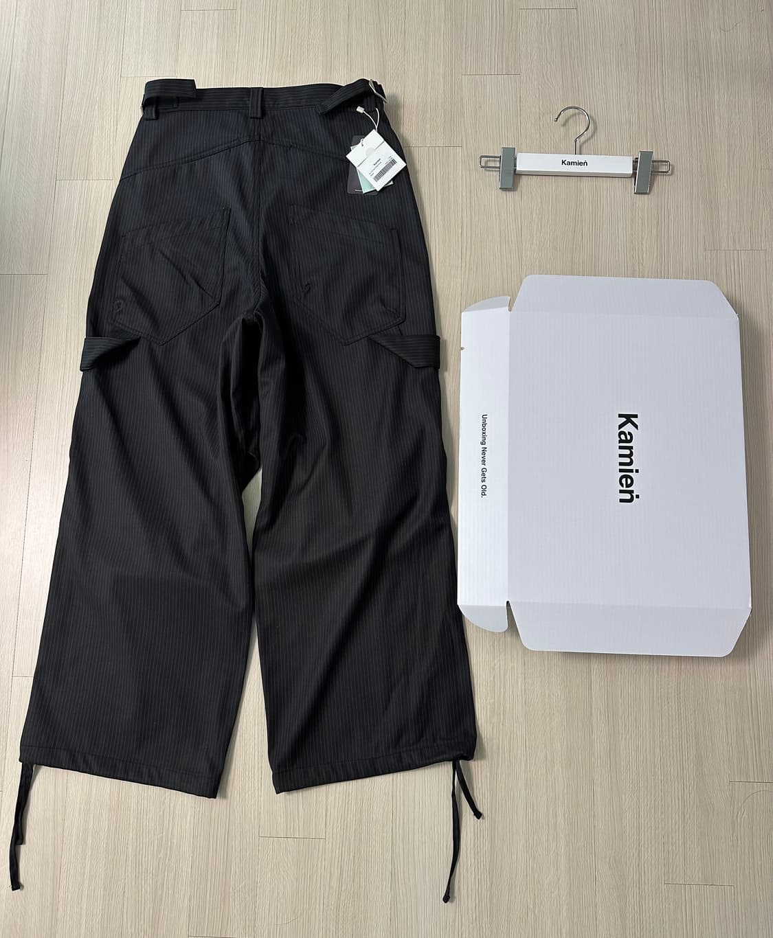 [1] 카미엔 247 올데이 스트라이프 팬츠 블랙 상품이미지4