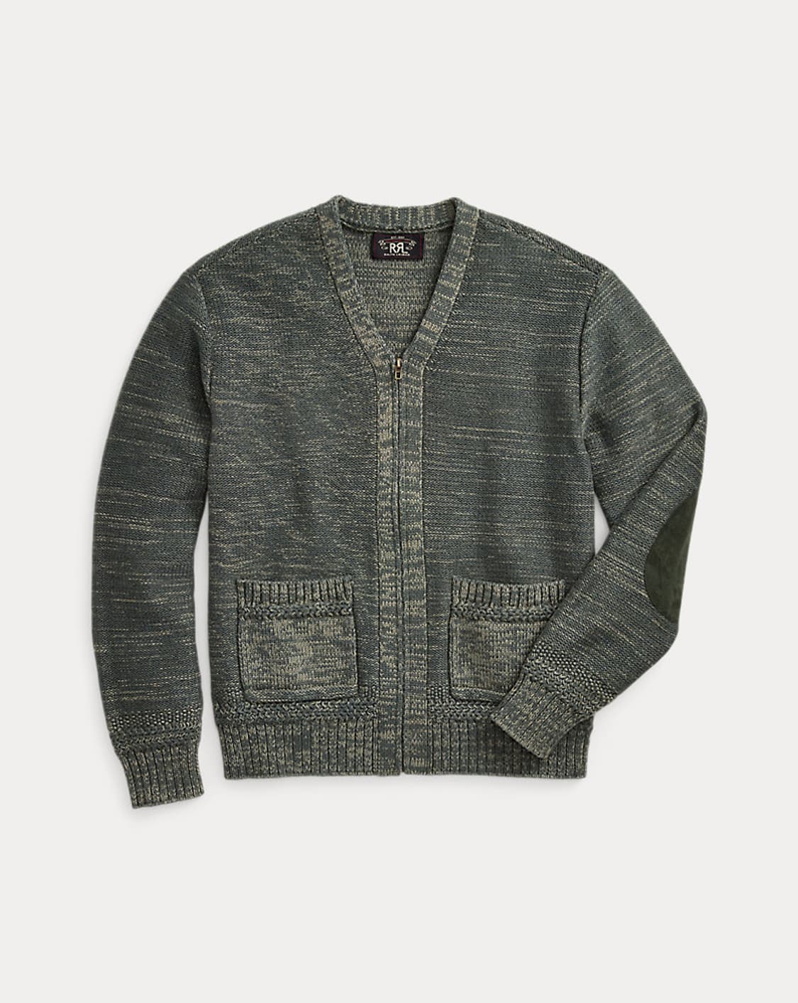 더블알엘 스웨이드 트림 코튼 블렌드 지퍼 카디건 m사이즈 상품이미지2