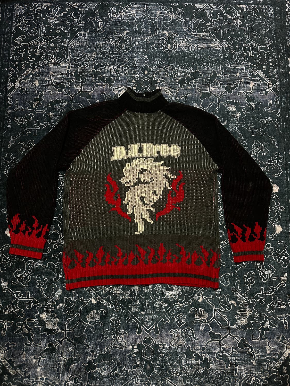 Japanese vintage dragon wool knit zip up 상품이미지2
