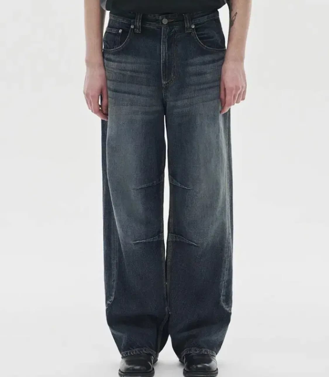 노운 커브드 라인 데님 팬츠 딥블루 0사이즈 상품이미지1