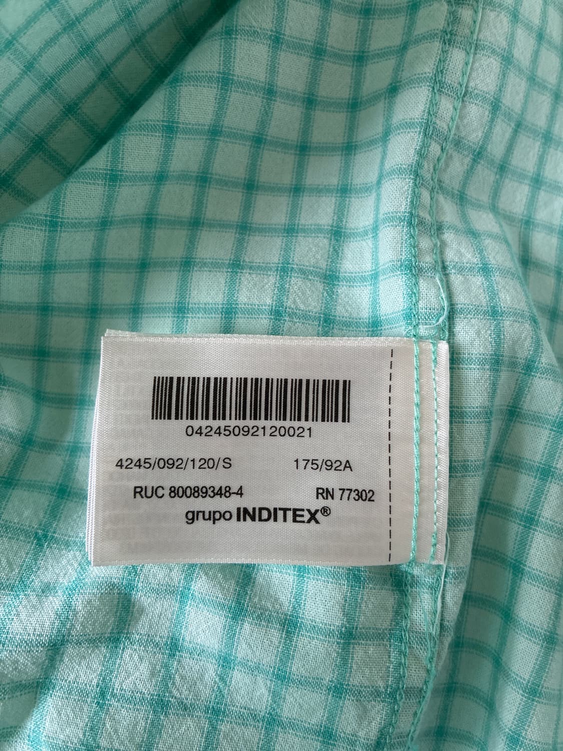 ZARA 남성 체크 셔츠 민트 S 사이즈 상품이미지5