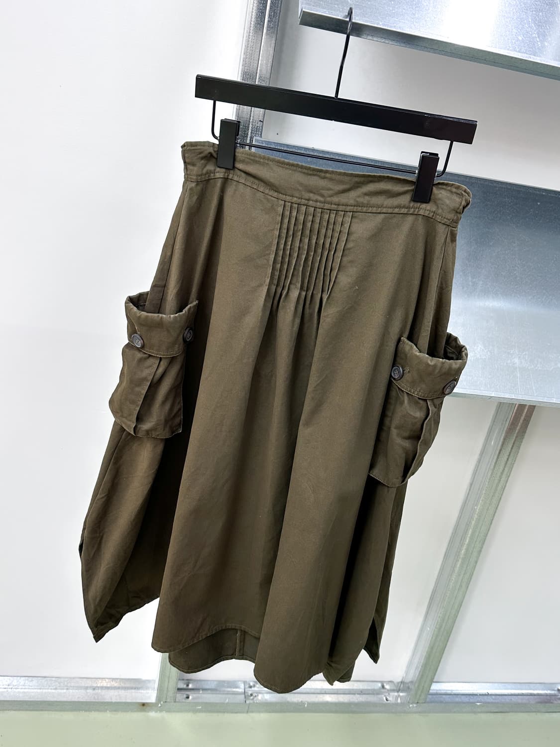 khaki cotton side pocket long skirt 상품이미지6