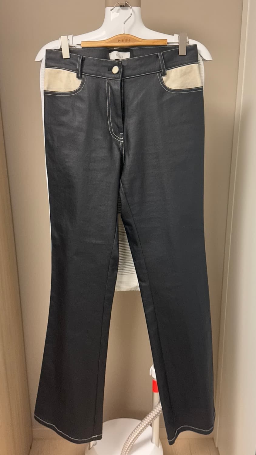 kijun 배색 레더 팬츠 M 상품이미지4