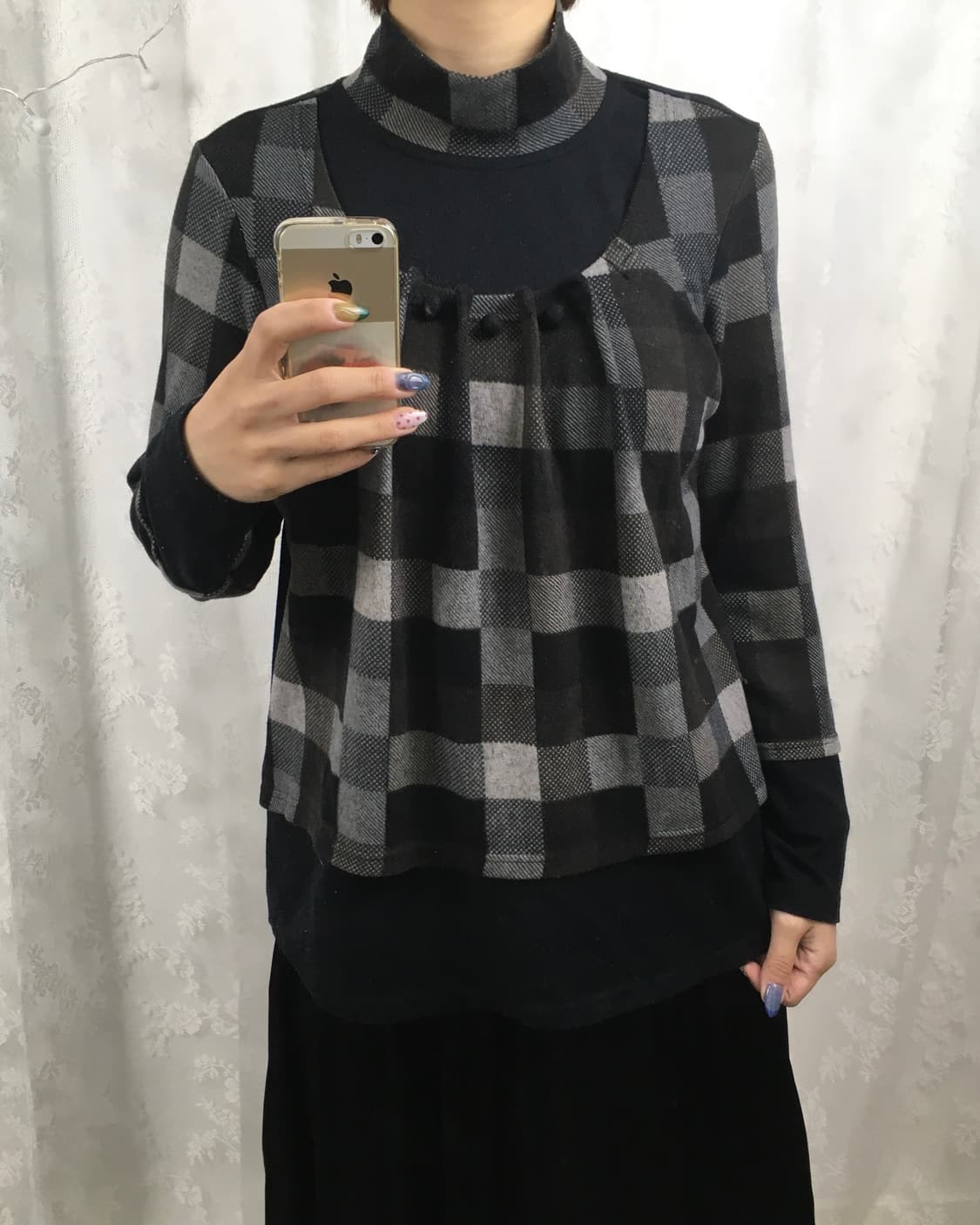 Check Layered Mockneck Top 상품이미지6